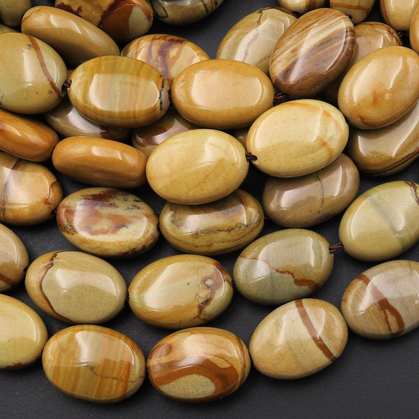 Extremely Rare Natural Golden Brown Cripple Creek Jasper Oval Beads 15.5" Strand
