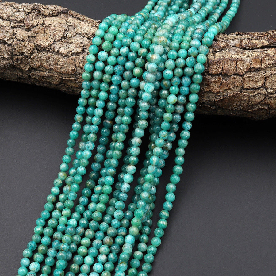 Natural Russian Amazonite 4mm 5mm Smooth Round Beads 15.5" Strand