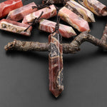 Natural Rhodochrosite Obelisk Point Pendant Side Drilled Tower Pendulum Healing Crystal A7