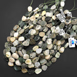 Natural Ocean Jasper Beads Raw Druzy Drusy Freeform Oval Nuggets Green Orbs Eyes High Quality Gemstone 15.5" Strand