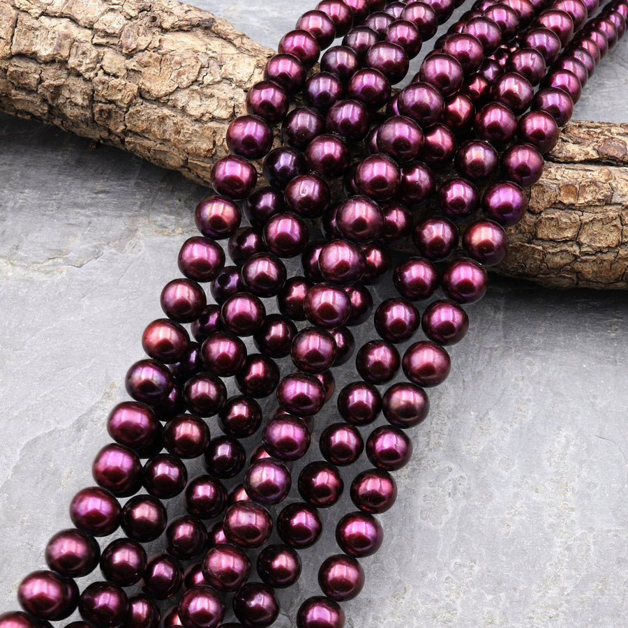 Genuine Plum Pearl Freshwater Pearl 10mm Round Iridescent Classic Pearl 15.5" Strand