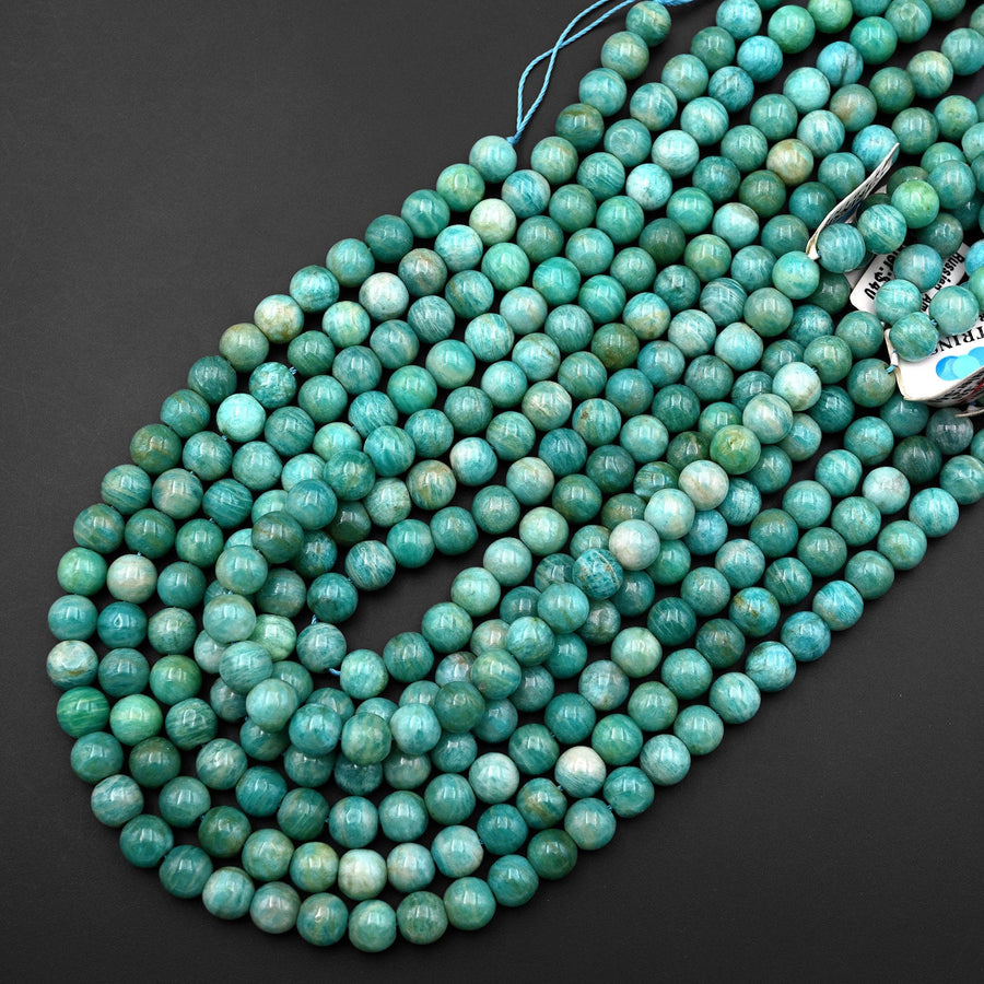 Natural Russian Amazonite Beads 5mm 6mm 7mm 8mm 10mm 12mm Round Beads Seafoam Blue Green Colors 15.5" Strand