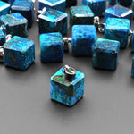 Natural Azurite Chrysocolla Cube Dice Pendant 7mm 8mm 9mm 10mm 11mm From the Old Arizona Copper Mine