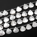 AAA Iridescent Hand Carved Natural White Mother of Pearl Sea Shell Pear Teardrop Shape 13mm 15mm Beads Strand