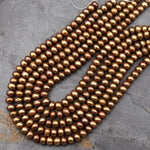 Genuine Golden Bronze Freshwater Pearl 10mm Rondelle Beads Shimmery Iridescent Classic Pearl 15.5" Strand
