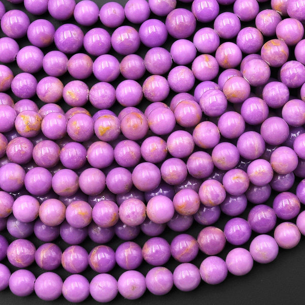 AAA Genuine Natural Violet Purple Phosphosiderite 3mm 4mm 5mm 6mm 8mm 10mm Smooth Round Beads 15.5" Strand