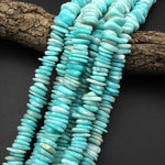 Large Natural Peruvian Turquoise Freeform Rondelle Disc Center Dilled Beads 15.5" Strand