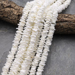 Natural Mother of Pearl Freeform Rectangle Rondelle Thin Disc Center Dilled Beads 15.5" Strand