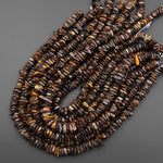 Large Natural Australian Boulder Opal Freeform Rondelle Disc Center Dilled Beads 15.5" Strand