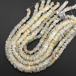 Large Natural Topaz Freeform Rondelle Disc Center Dilled Beads 15.5" Strand