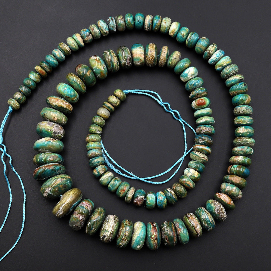 Rare Genuine Natural Peruvian Blue Opal Beads Graduated Blue Opaline Gemstone Beads Long 21" Strand B0561
