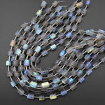 AAA Labradorite Hand Carved Tube Cylinder Gemstone Beads 10mm 12mm 14mm 15.5" Strand