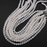 Matte Natural White Druzy Agate 8mm Round Beads With Quartz Crystal Pocket Cave 15.5" Strand