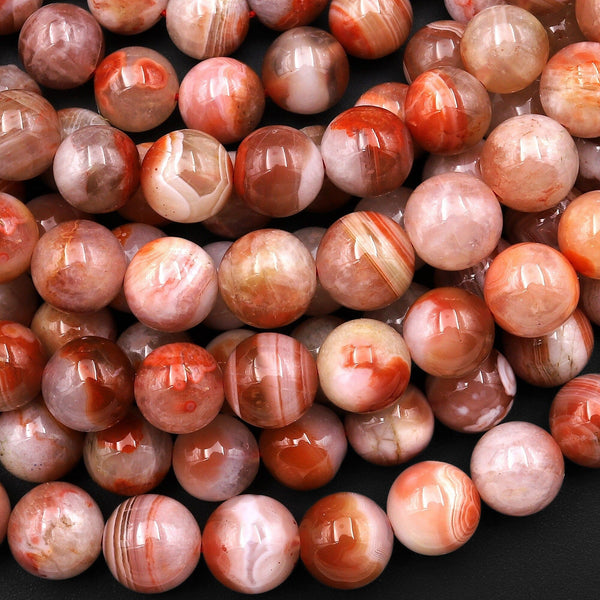 Rare Natural Moroccan Red Banded Agate 7mm 8mm 9mm Round Bead 15.5" Strand