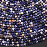 Faceted Natural Orange Sodalite 3mm Round Beads Gemstone 15.5" Strand