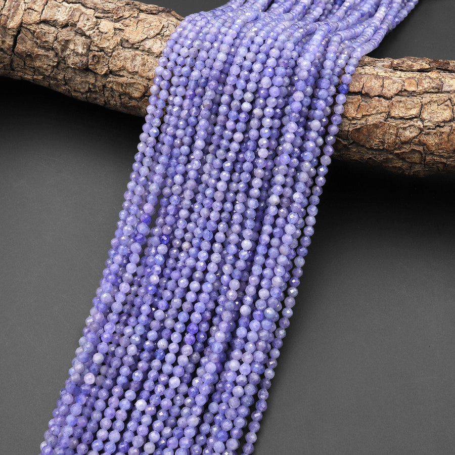 AA Faceted Natural Tanzanite Round Beads 3mm Micro Laser Cut Real Genuine Gemstone 15.5" Strand