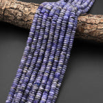 Faceted Natural Tanzanite Thin Rondelle Beads 6mm Micro Diamond Cut Real Genuine Gemstone 15.5" Strand