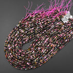 Faceted Natural Tourmaline Coin Beads 4mm 15.5" Strand