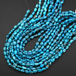 Genuine Natural Blue Turquoise Freeform Pebble Beads 10mm Nuggets 15.5" Strand