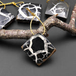 Natural Septarian Fossil Diamond Square Pendant Top Side Drilled Gemstone