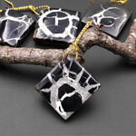 Natural Septarian Fossil Diamond Square Pendant Top Side Drilled Gemstone