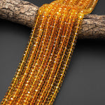 Faceted Golden Citrine 8mm Rondelle Beads Sparkling Gemstone 15.5" Strand