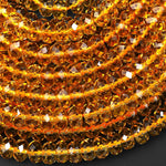Faceted Golden Citrine 8mm Rondelle Beads Sparkling Gemstone 15.5" Strand