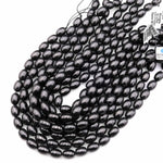 Genuine Natural Shungite Barrel Beads 12mm 14mm High Quality Black Lustrous Gemstone from Russia 15.5" Strand
