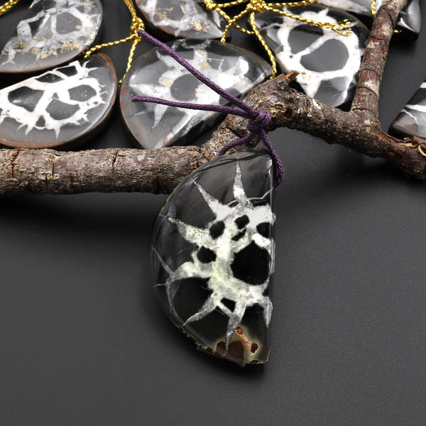 Natural Septarian Fossil Half Moon Cresecent Pendant A3
