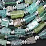 Genuine Ancient Roman Glass Tube Nugget Beads Antique Vintage 15" Strand