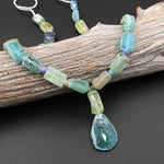 Genuine Ancient Roman Glass Dark Green Nugget Beads Antique Vintage 15" Strand A1