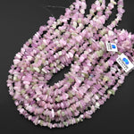 Gemmy Delicious Natural Green Violet Pink Kunzite Freeform Chip Spike Beads Center Drilled Gemstone 15.5" Strand