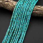 Genuine Natural Teal Blue Green Turquoise 3mm 4mm Heishi Beads 15.5" Strand