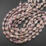 Hand Made Violet Purple Cloisonné Diamond Bead 20mm Decorative Floral 15.5" Strand