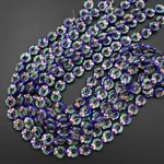 Hand Made Cloisonné Blue Donut Beads 15mm Decorative Floral Enamel 15.5" Strand