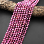 Genuine Natural Burma Pink Ruby Gemstone Faceted 6mm Round Beads 15.5" Strand