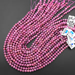 Genuine Natural Burma Pink Ruby Gemstone Faceted 6mm Round Beads 15.5" Strand