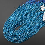 AAA Faceted Natural Blue Apatite 4mm Rondelle Beads Micro Cut Gemstone 15.5" Strand