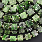 Natural Chrome Diopside Cube Dice 6mm 8mm Beads 15.5" Strand