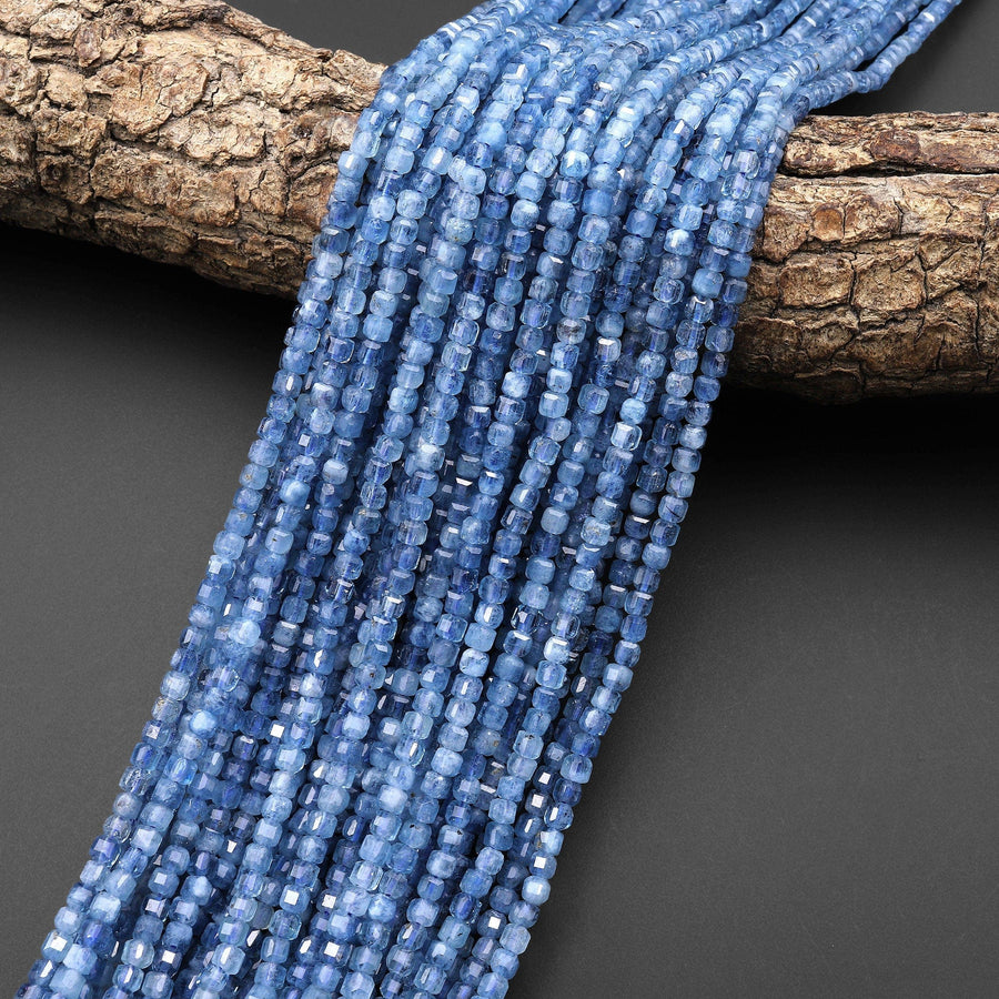 AAA Translucent Natural Santa Maria Blue Aquamarine Faceted 3mm Cube Beads Gemstone 15.5" Strand