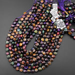 AAA Rainbow Colors Galaxy Tiger's Eye 10mm Faceted Coin Beads 15.5" Strand