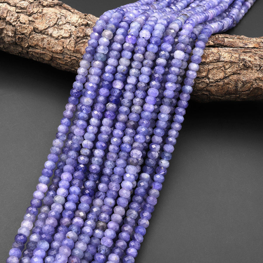AA Faceted Natural Tanzanite Rondelle Beads 6mm Real Genuine Gemstone 15.5" Strand