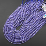 AA Faceted Natural Tanzanite Thin Rondelle Beads 3mm 4mm Micro Diamond Cut Real Genuine Gemstone 15.5" Strand