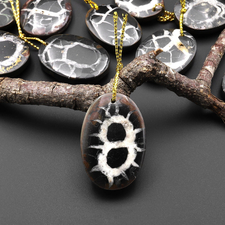 Natural Septarian Fossil Oval Pendant A1