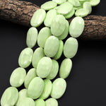 Natural Lemon Chrysoprase Faceted Oval Beads Vetically Drilled Natural Yellow Green Gemstone 15.5" Strand
