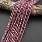 AAA Chaytoyant Natural Lepidolite 4mm Rondelle Beads Mauve Purple Gemstone 15.5" Strand