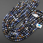 Natural Sunset Dumortierite Round Beads 4mm 6mm 8mm 10mm 12mm Round Beads Rare Earthy Blue Rusty Orange Natural Stone 15.5" Strand