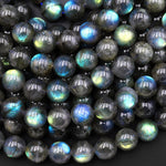 Natural Dark Green Blue Labradorite 6mm 8mm 10mm Round Beads 15.5" Strand