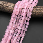 AAA Genuine Natural Pink Morganite Beads Freeform Nuggets Aka Pink Aquamarine Hand Hammered Rough Raw Gemstone 15.5" Strand