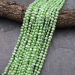 Green Freshwater Pearl 6mm Off Round Potato Nugget Beads 15.5" Strand